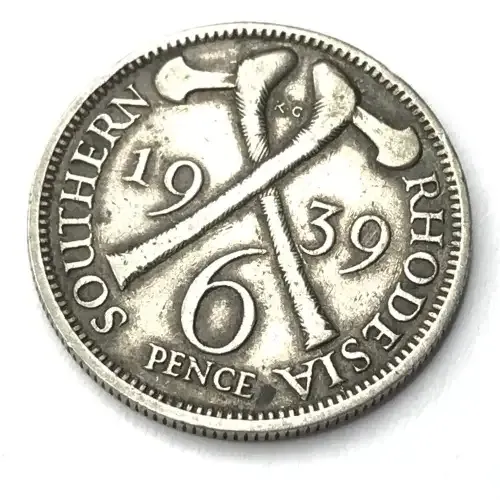 1939 Southern Rhodesia Sixpence - VF