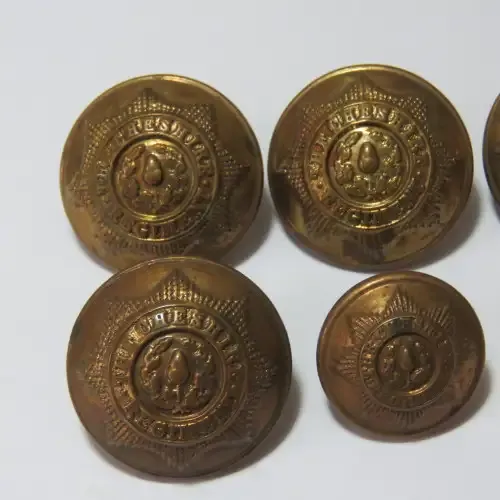 The Cheshire Regiment brass buttons lot of 5 - 4 Tunic - 1 Pocket - Early versions