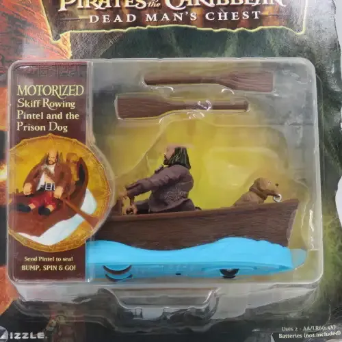 Disney Zizzle Motorized Skiff rowing Pintel and the Prison dog - Pirates of the Caribbean