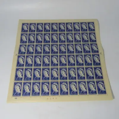 South Africa Full page of 2d 1953 Coronation stamps - variations stamps with marks / spots on face