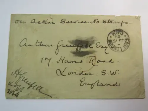 Boer war cover - East London to London (South Africa to England) 15 July 1900 - On active service