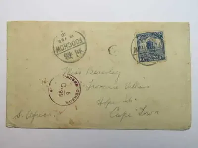 Postal cover from Foochow, China to Cape Town, South Africa