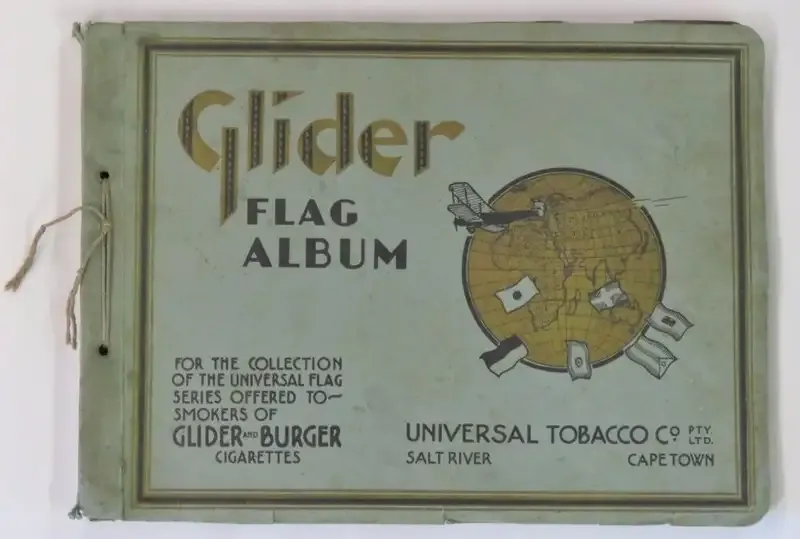 Vintage Glider Cigarettes flag album for cigarette cards - Universal Tobacco Co. Salt River
