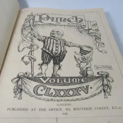 1933 Bound volume of Punch magazine - Jan to June and Jul to Dec - some damage