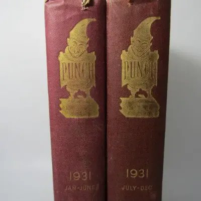 1931 Bound volume of Punch magazine - Jan to June and Jul to Dec - some damage