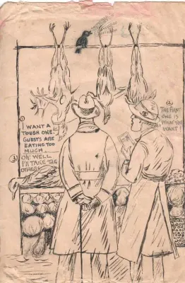 Postal history - 1949 Art postal cover drawn in pen by sender with 2 comic drawings - as per scan