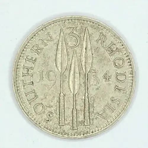 1934 Southern Rhodesia 3d Three Pence - XF