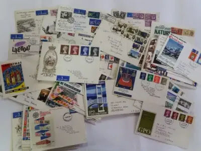 Lot of 63 British First Day Covers - Dated 1950 to 1970 - Some with marks and damage - Most OK