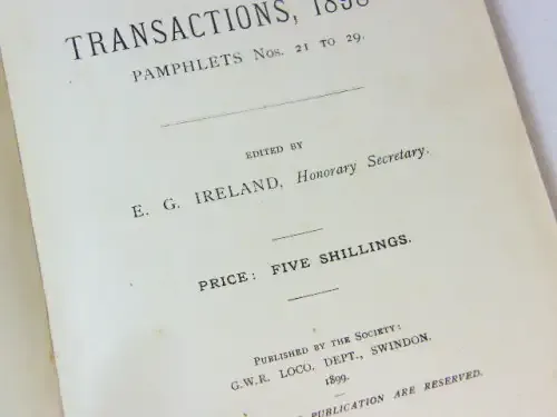 GWR Mechanics` Institution Transactions 1898-9 locomotive department - pamphlets 21-29