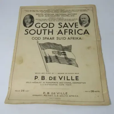 Sheet Music of 1936South Africa National Anthem - God save South Africa - 2nd edition revised with