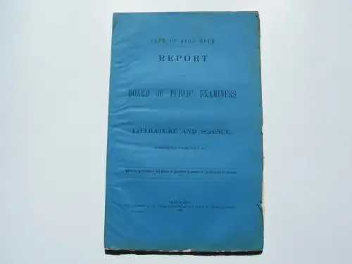 1869 Cape of Good Hope Report of the Board of Public Examiners in Literature and Science