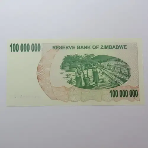 Zimbabwe $100000000 - One hundred million dollars bearer cheque 2 May 2008 uncirculated ZW 93