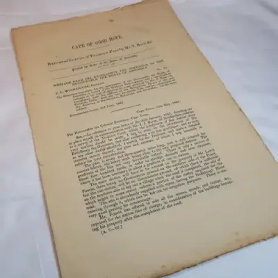 1867 Cape of Good Hope report if survey of Tradouw pass by Mr. T. Bain