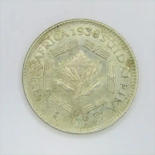 1938 SA Union 6d Sixpence - XF