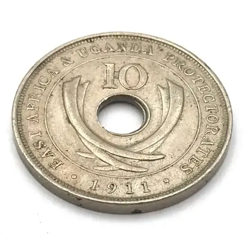 1911 H East Africa and Uganda 10 cent - AU - holed