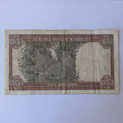 Reserve Bank of Rhodesia Five Dollars 15 May 1979 VF