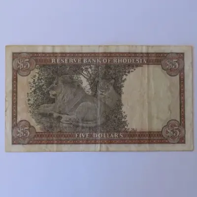 Reserve Bank of Rhodesia Five Dollars 20 October 1978 - aVF