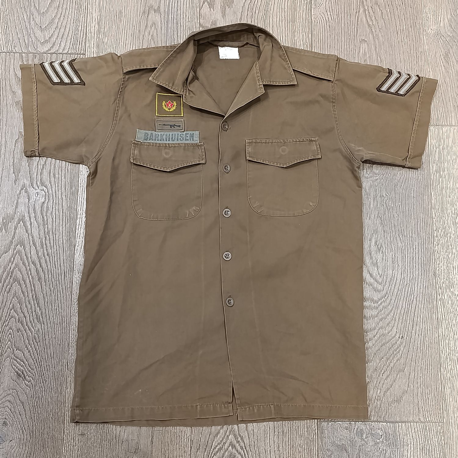 SADF Nutria short sleeve shirt of Sergeant Barkhuisen with marksman badge - size medium