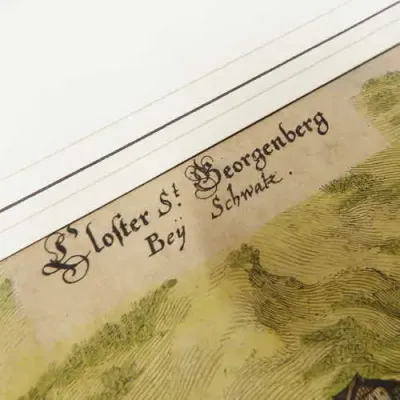 Hand coloured engraving from ± 1720 - Excellent condition - Elofter St. Beorgenberg - Bey Schwatz