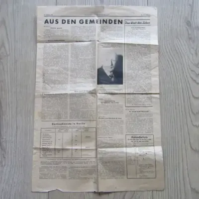 Copy of the Judisches Nachrichten - blatt Sanctioned by the Germans during WW2