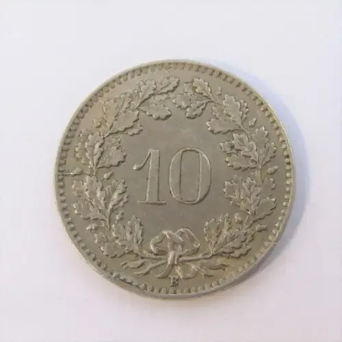 1928 Switzerland 10 Rappen - cracked die