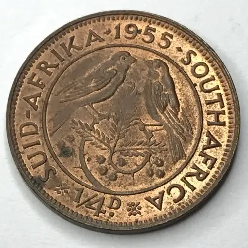 1955 SA Union Farthing - UNC - Cracked die obverse 12 o`clock