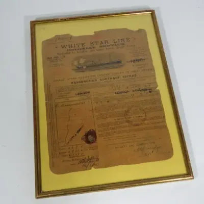 1900 White Star line colonial service ticket - Australia to London via Cape Town - 28cm x 38cm