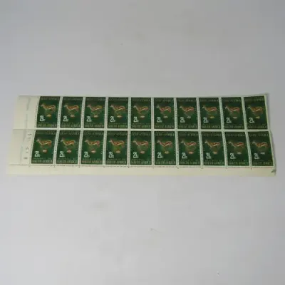 South Africa SACC 245 Lot of 20 x 2 1/2 cent Springbok rugby stamps - 10 in bottom row with error
