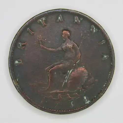 1799 Great Britain George 3 Half Penny - better than VF