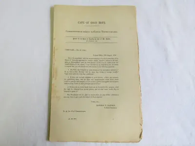 1858 Cape of Good Hope correspondence relative to cattle thoroughfares