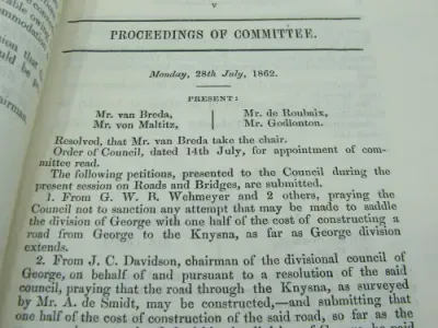 1862 Cape of Good Hope report and proceedings ordered by the Legislative Council on Roads &amp; Bridges