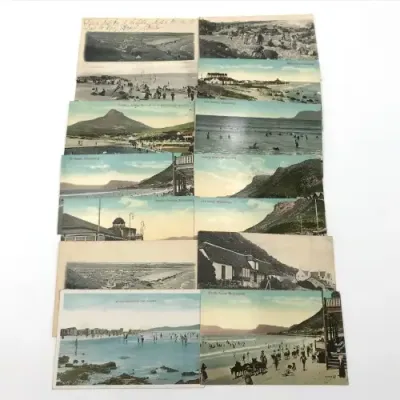 Lot of 14 antique post cards of Muizenburg beach and scenes