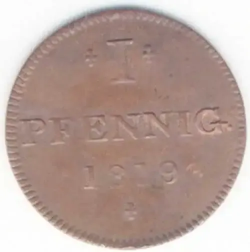 1819 German States Juden Pfennig