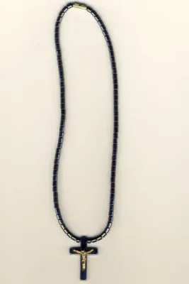 Hematite necklace Jesus on the cross