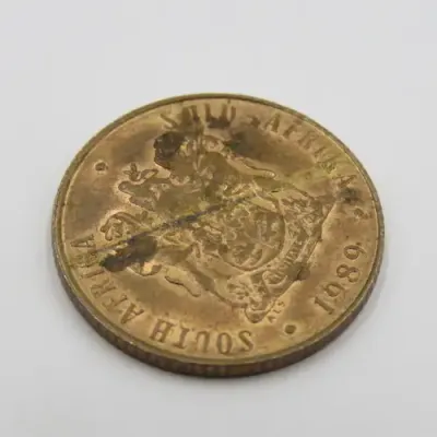1989 South Africa Two cent metal flaw obverse