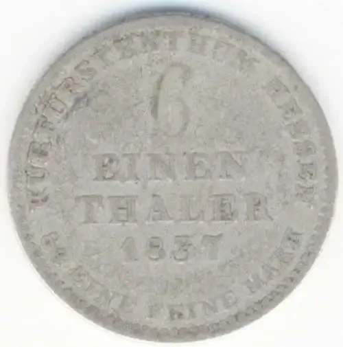 1837 German States 6 Einen Thaler - 84 Eine Feine Mark - Fine