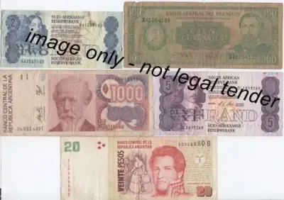 Lot of 10 banknotes from all over the world
