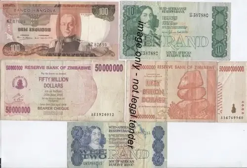 Lot of 10 Africa banknotes