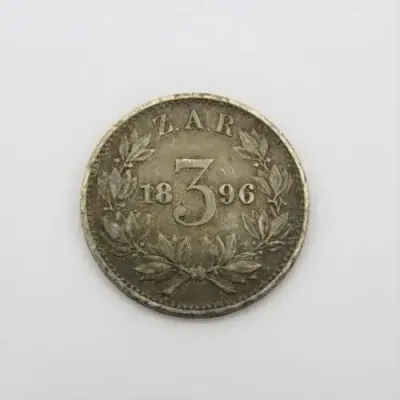 1896 ZAR Paul Kruger 3d tickey