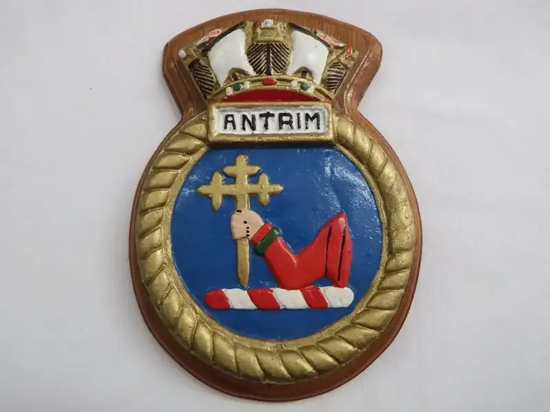 Ships badge ANTRIM 15 x 11cm as per scan