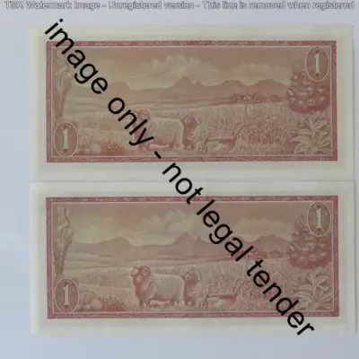TW de Jongh 3rd issue Pair of uncirculated R1 notes with consecutive numbers