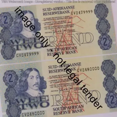 GPC de Kock Pair of 3rd issue R2 notes with consecutive numbers ending on 9999 and 0000