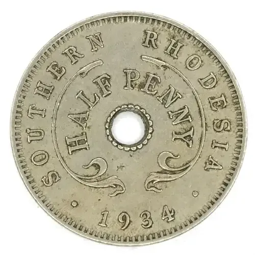 1934 Southern Rhodesia half penny - XF