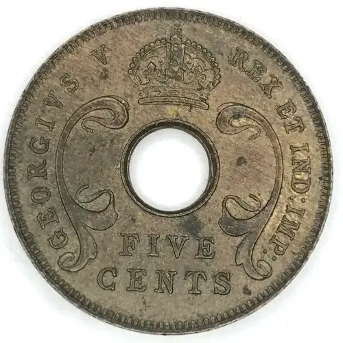 1925 East Africa Five Cent - AU+