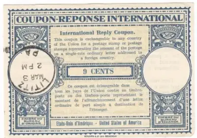 USA - International reply coupon - 9 cents