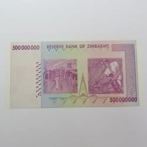 Zimbabwe $500000000 Five hundred million dollars uncirculated Harare 2008 Z 118