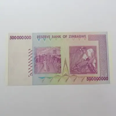 Zimbabwe $500000000 Five hundred million dollars uncirculated Harare 2008 Z 118