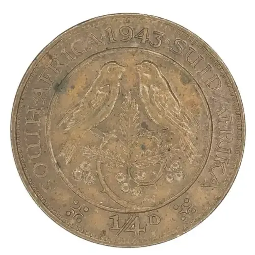 1943 SA Union Farthing - AU+ - cracked die obverse