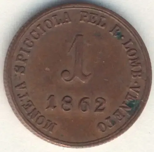 1862 Lombardy-Venice 1 Soldo (V)