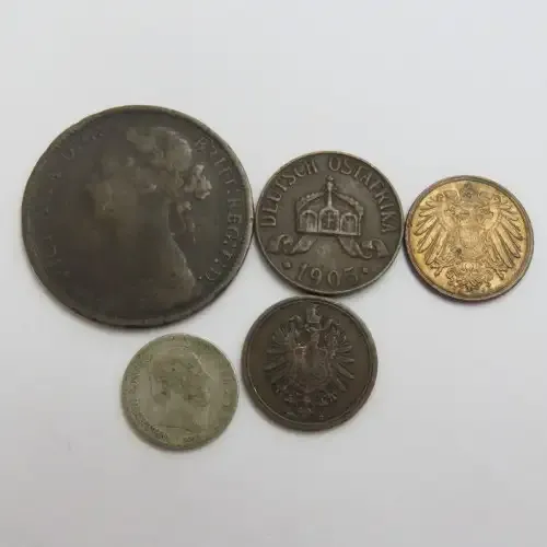 Lot of 5 antique coins - Each one over 100 years old